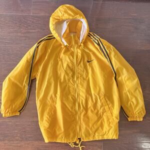 VTG 80-90’s Nike Windbreaker Hooded Jacket Small Yellow Removable Hood W Zipper